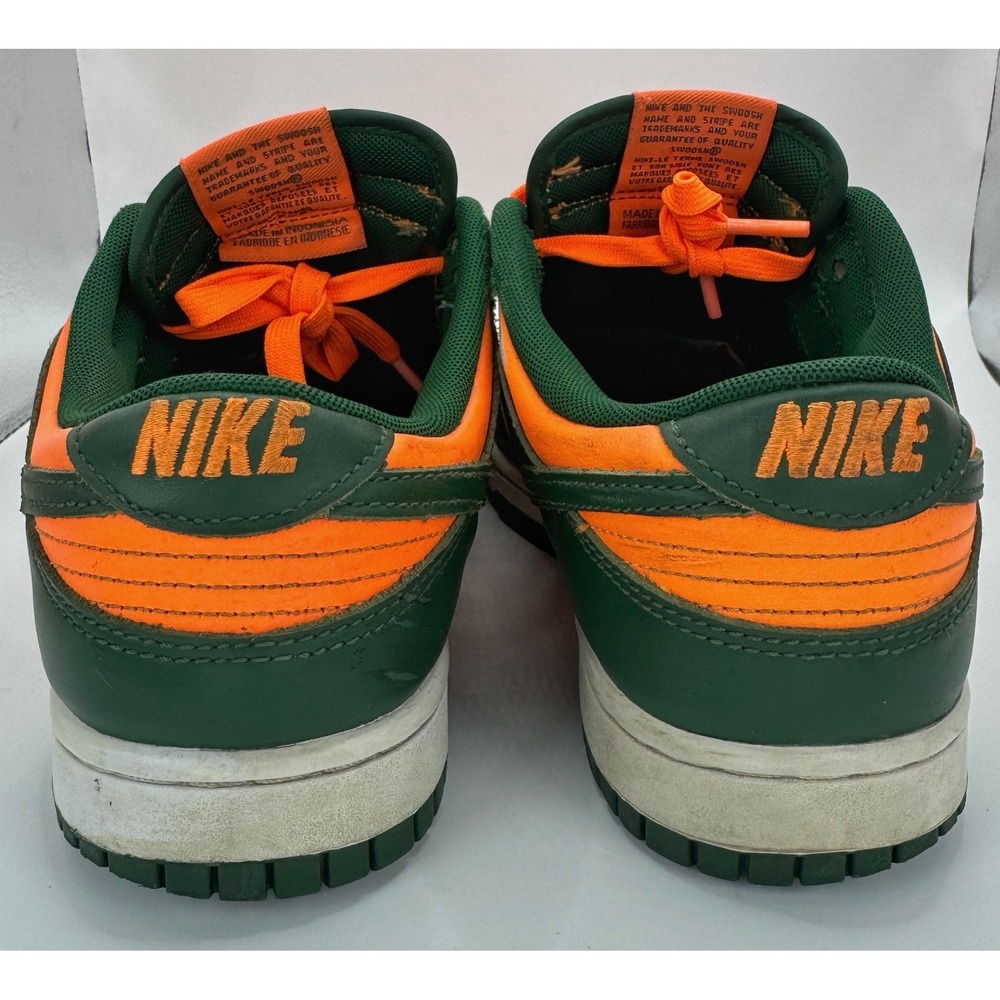 Nike Dunk Low Retro Miami Hurricanes Gorge Green/White/Orange Sz 8 DD1391-300 - Picture 3 of 10